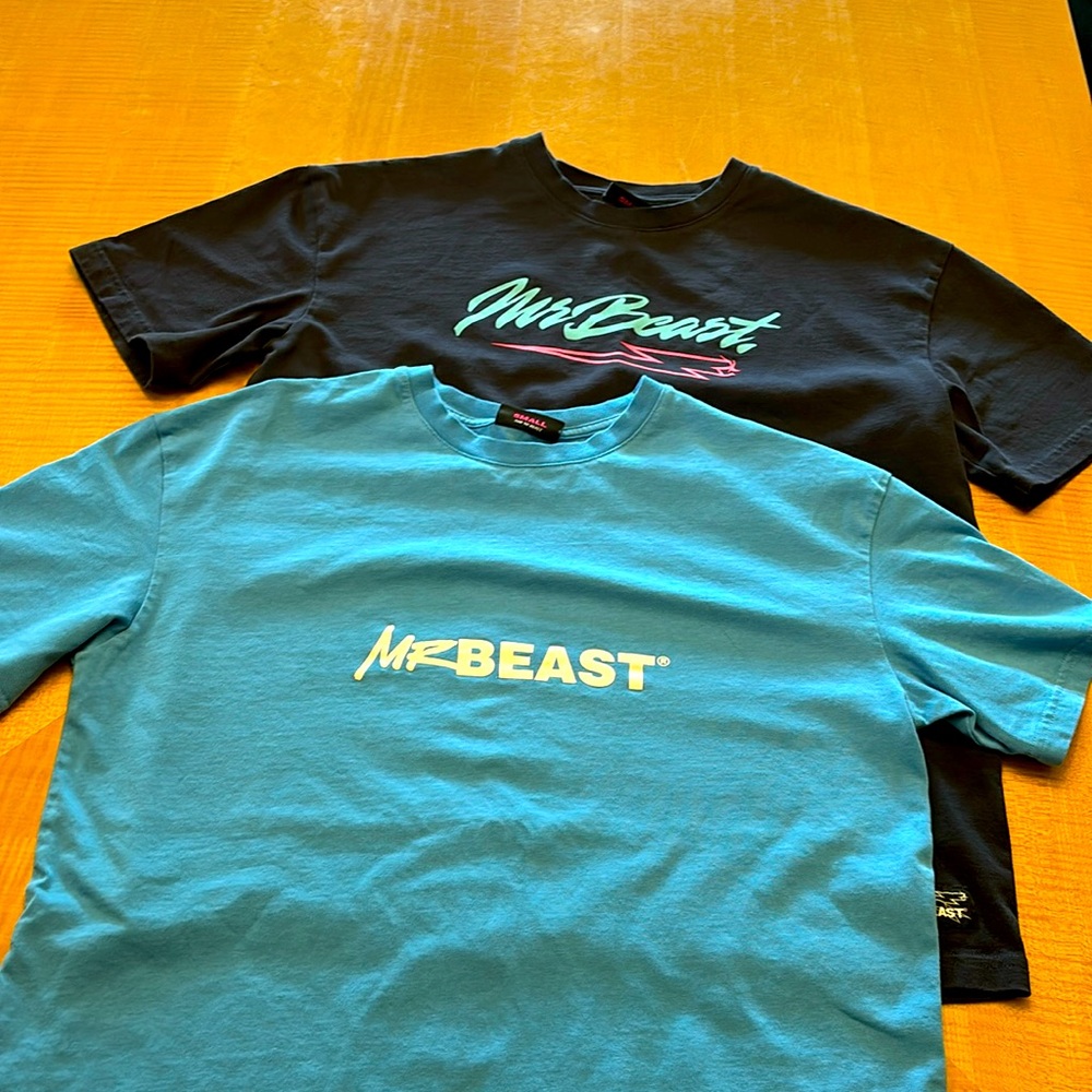 2 Men’s T shirts Size Small  Mr. Beast brand from You Tube